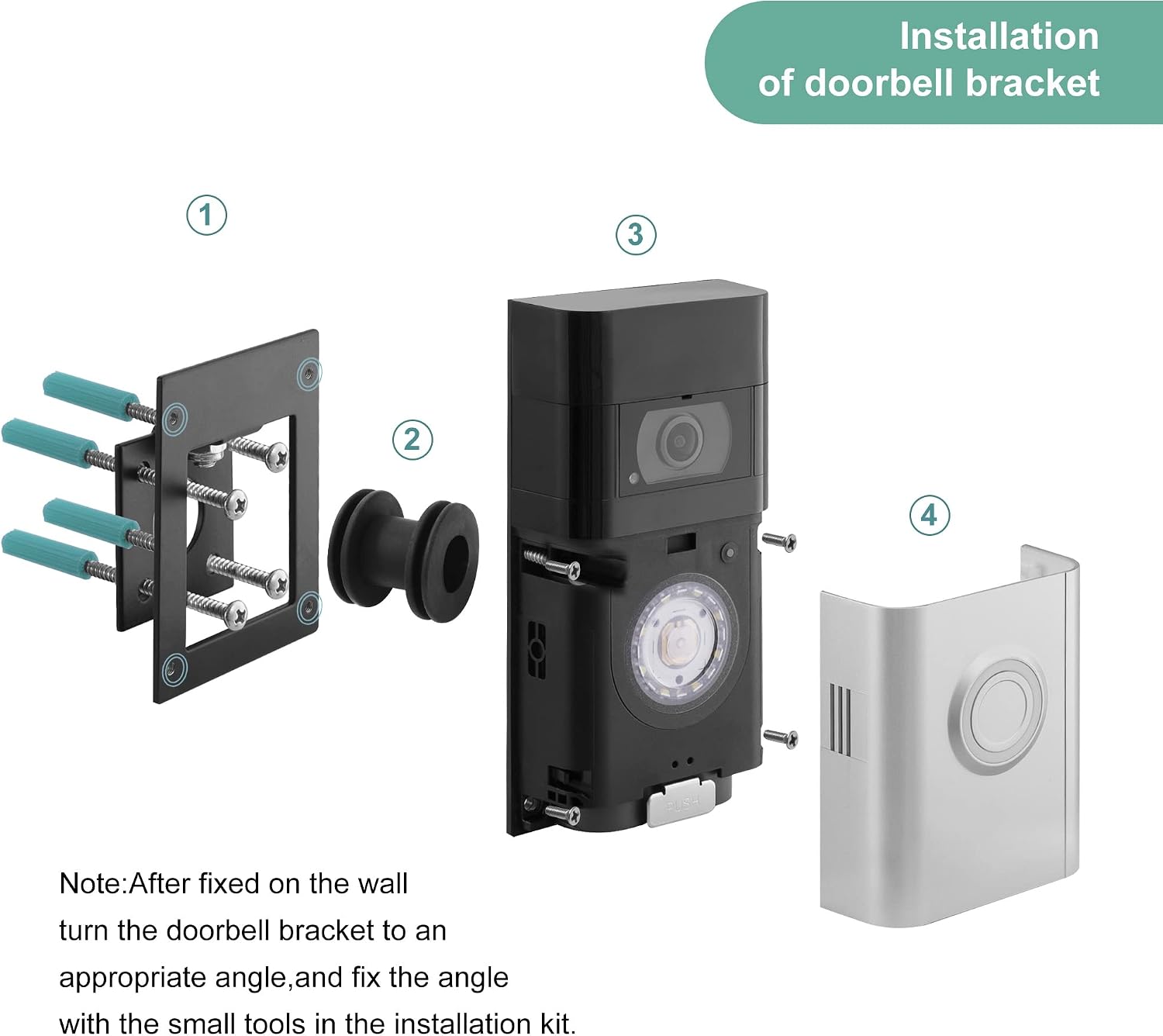POPMAS Ring Doorbell 3 Angle Adjustment Adapter Mount Bracket Left 45 to Right 45 Degree Compatible with Ring Video Doorbell 3