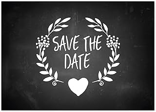 Einladungskarten Manufaktur Hamburg 10 x Save the Date Karten mit Umschlag/Tafellook schwarz mit weißer Schrift/Hochzeit/Heiraten/Geburtstag/Einladung/Verkündung
