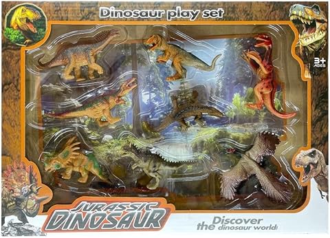 Dimasa - Set 8 Jurassic Dinosaur Dinosauro e Creature preistoriche, Multicolore (DIM55612)