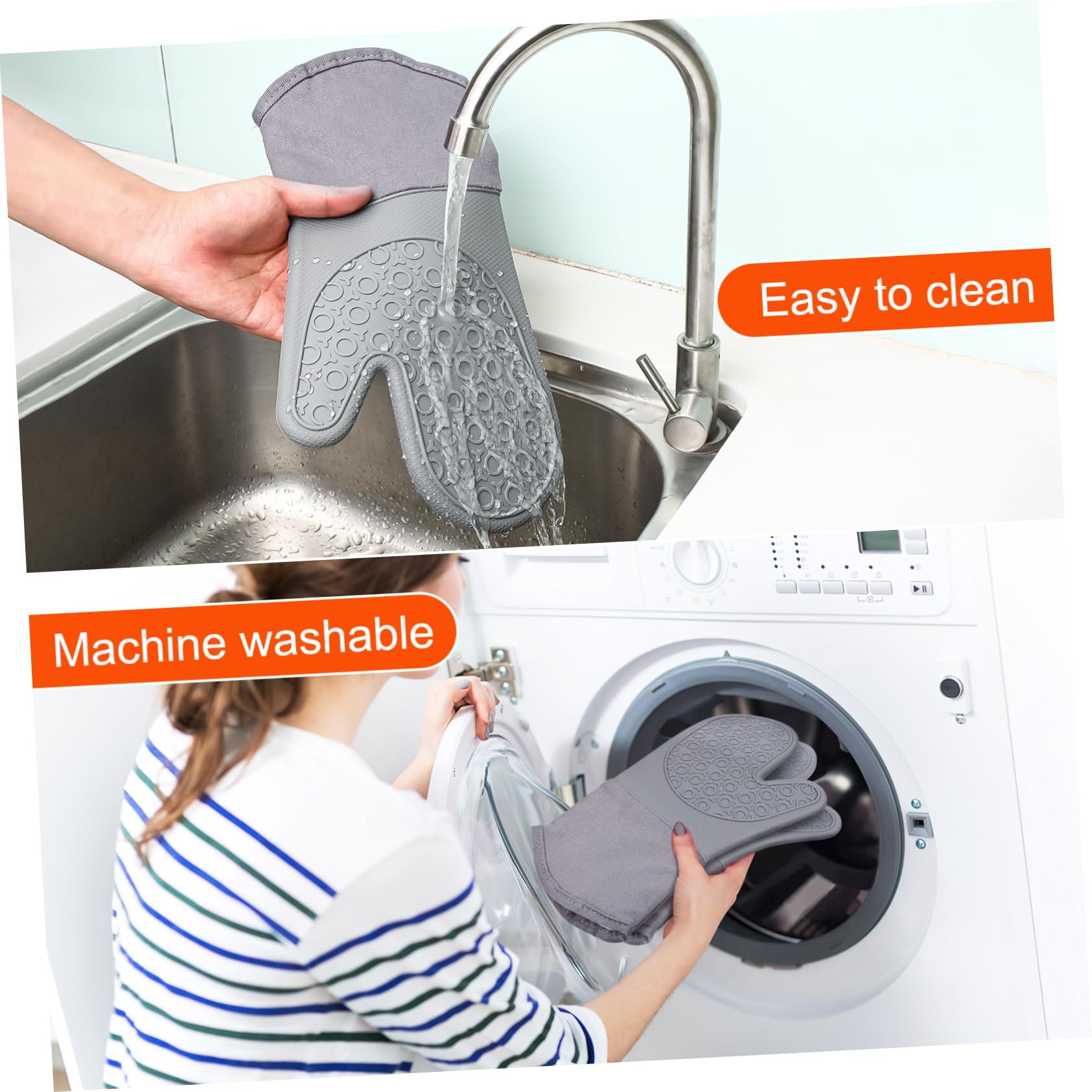 GALPADA Guanti da Forno Resistenti al Calore Guanti da Forno Antiscivolo Tappetini in Silicone per Maneggiare Pentole e Padelle in Sicurezza