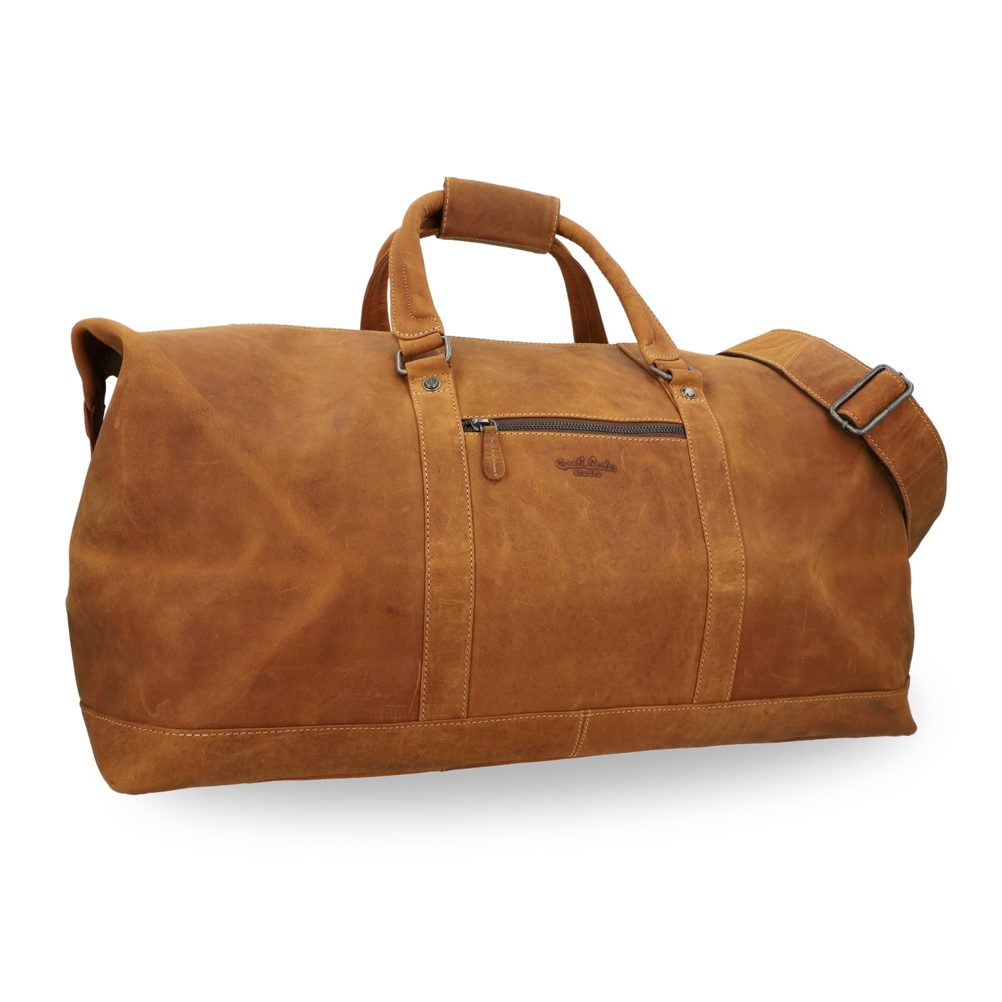 Gusti Weekender Herren Leder Reisetasche Fernando – Echtleder groß Duffle Bag 52 L mit Schultergurt, wasserabweisendem Innenfutter – Vintage Ledertasche für Reise