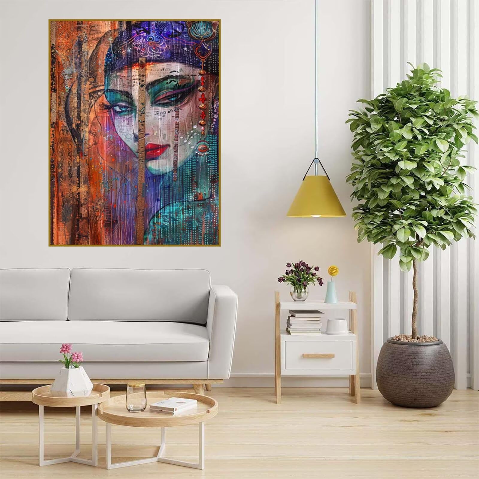 Diamond Painting Blume Malen Nach Zahlen Erwachsene, 5D Diamant Painting Bilder Frau Diamond-painting Mosaikherstellung Bastelset Kinder ab 6 Jahre, Deko Wohnzimmer, Mädchen Geschenke 70x100cm 6X-669