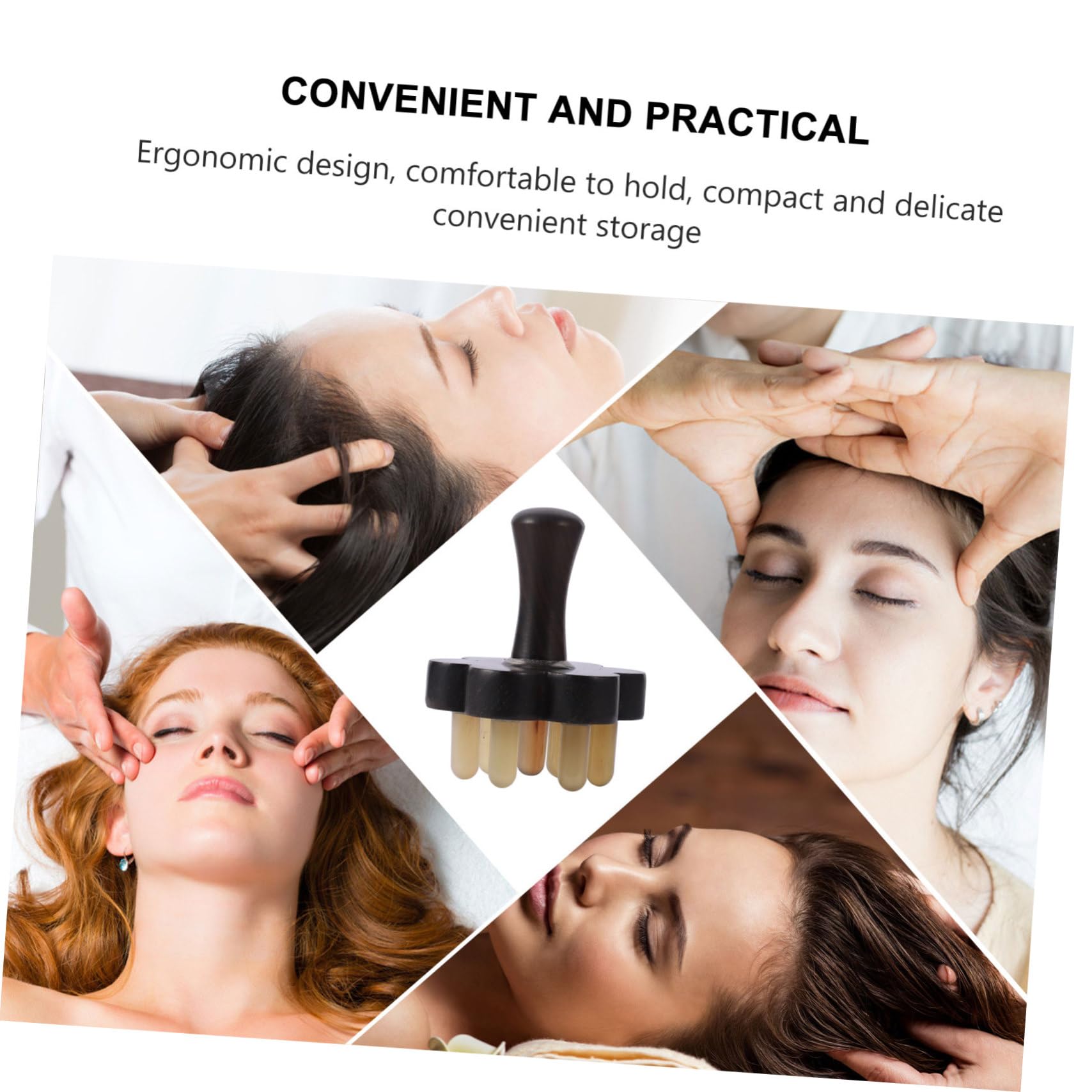 Masajeador Corporal Gua Sha de Duradera con Cepillo para Masaje de Cabelludo Herramienta Manual para Relajación Cervical y Raspado de Espalda para Cabello y Rizado