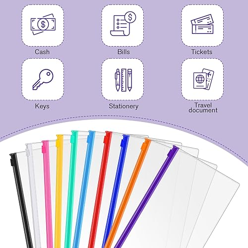 Miniatura 10 de Marspark 100 sobres de plástico de polietileno, pequeños sobres transparentes con cremallera, bolsas para lápices A6 a granel para dinero