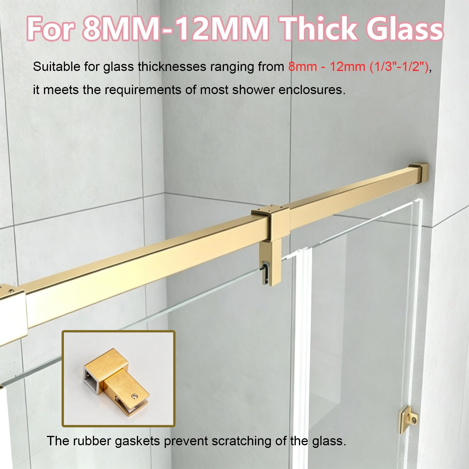 Stabilisierungsstange Dusche Stabilisierungsstange Wand Für Duschglas | Rostfreie Stützstrebe Für Rahmenlose Duschtüren, Mit Gummipolstern Für Sichere Montage(Black,120cm/46.8")