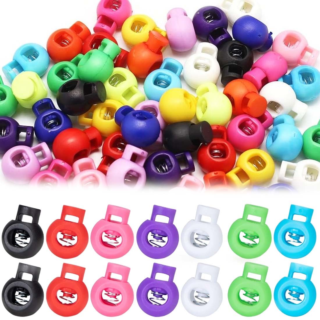 Kit 10 Arrêts De Cordon + 20 Clips - Serrures Plastique à Ressort, Ajustables, Pour Lacets, Vêtements, Sacs à Dos