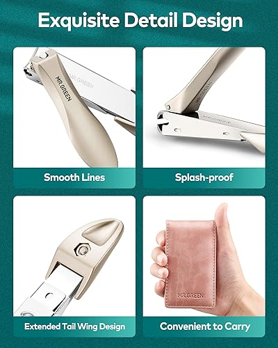 Miniatura 7 de MR.GREEN Juego de 3 piezas de cortaúñas, juego de manicura y pedicura de acero inoxidable con cortaúñas, lima de uñas de vidrio y pinzas, kit de