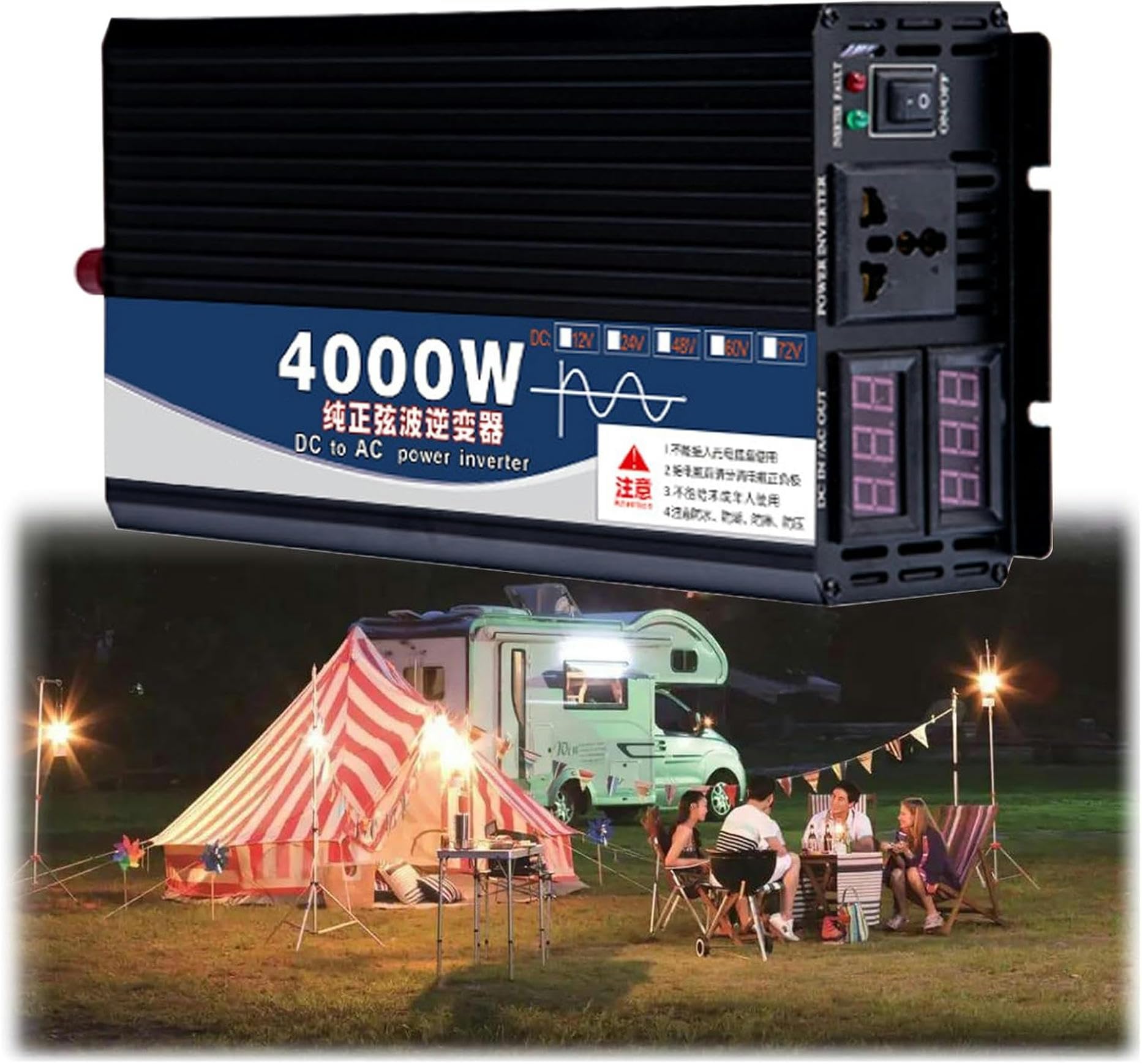 Inversor de potencia 2000W con pico de 4000W para proteger tus aparatos