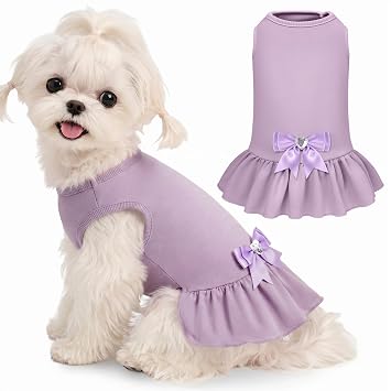 WOYYHO Small Dog Dress with Bowknot, Cute Sleeveless Puppy Princess Dress