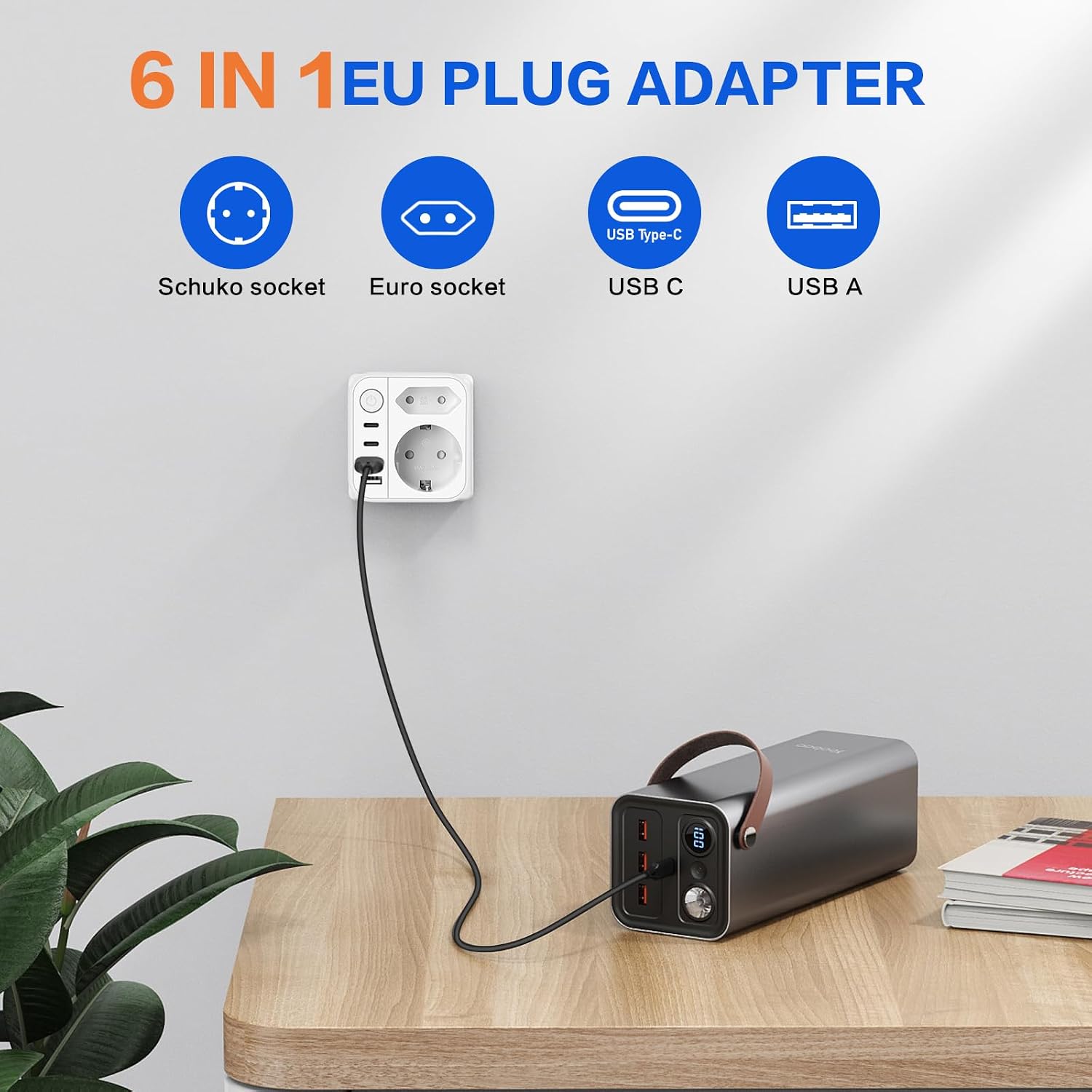Удлинитель с USB-разъемом, 2-розетковый, с двойной вилкой и 4 USB-разъемами, удлинитель для дома, офиса и путешествий, белый