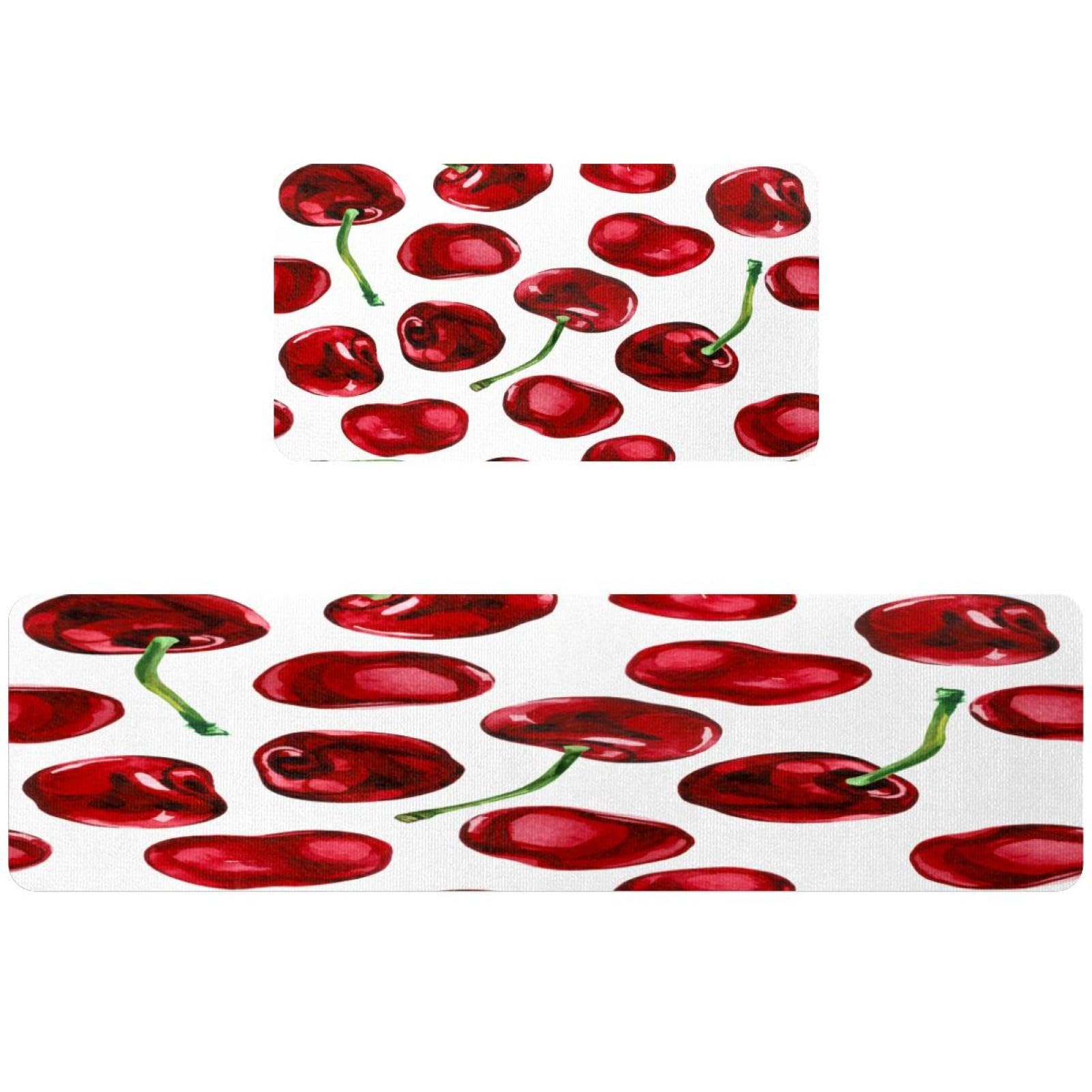 Tapete de cocina con pintura de cerezas rojas VAPOKF de tacto suave y alta absorción