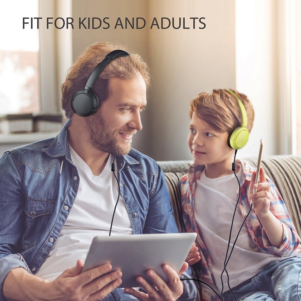 Hоttеѕt Sаlеѕ Avantree Superb Sound Wired On Ear Headphones with Microphone, 1.5M / 4.9FT Long Cord with Mic for Adults, Students, Kids, Comfortable Headset for PC Computer, Laptop, Tablet, Phone - 026 Yellow Green