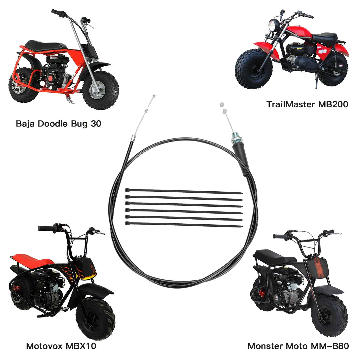 YOXUFA Cable del acelerador de 50 pulgadas para 79cc 80cc 97cc 196cc 200cc 212cc 6.5hp Coleman CT200U CT200U-EX BT200X Baja Warrior MB165 MB200 Doodle Bug DB30 Hensim Massimo Falcon Monster Moto