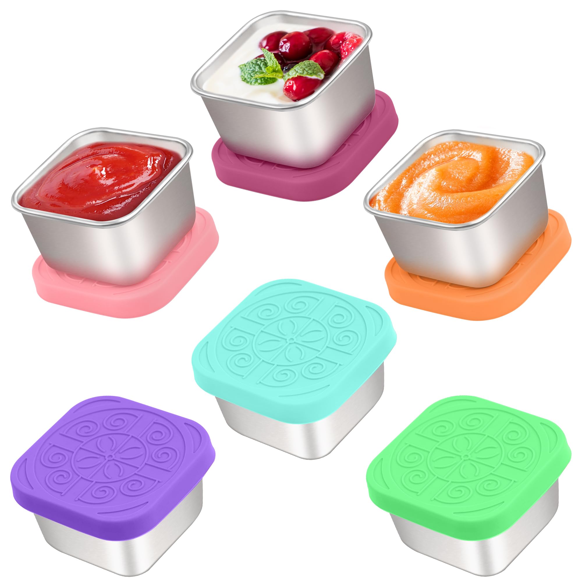 Qukaka 6x2.7 Oz Salad Dressing Container to Go,Handy Leakproof Stainless Steel Meal Prep Containers Reusable,Sauce Conta