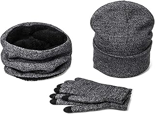 Berretto A Maglia Cappello Sciarpa Set di Guanti Uomo Donna Cappelli di Lana Addensare Plus Set di Cappucci per Sciarpa in Velluto, A, Spagna