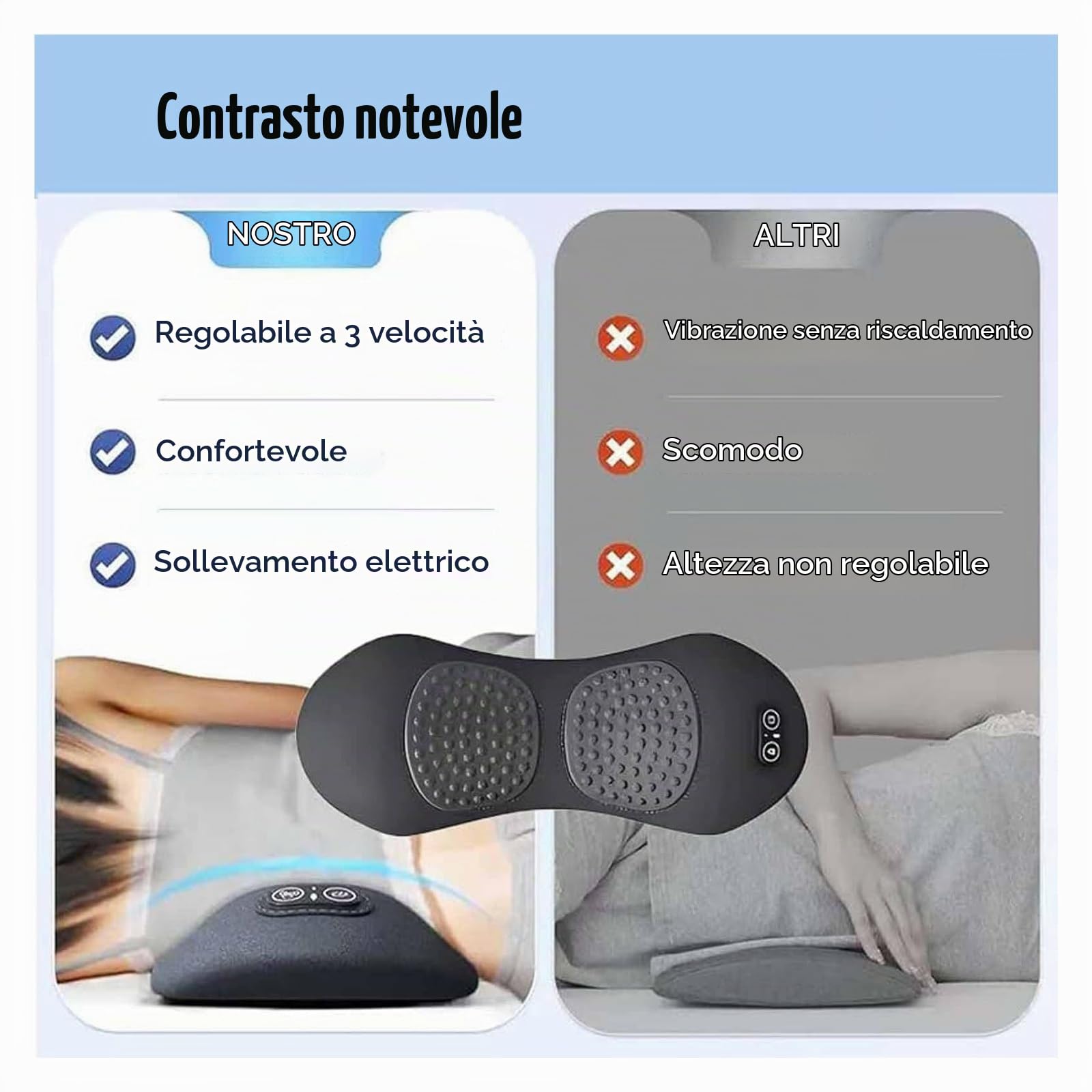 Massaggiatore for la Schien Triple Fusion for Sedia e Letto, Massaggiatore 3 In 1 Riscaldato e Vibrante for la Sciatica, Dispositivo di Trazione for Alleviare Il Dolore Lombare(Gray)