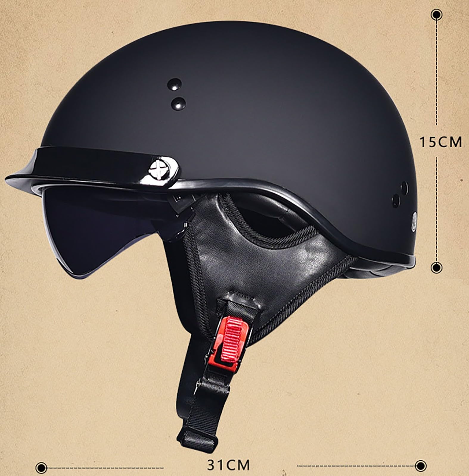 Medio Casco De Moto Retro, Dot/ECE Homologado Cascos Abiertos De Moto, Casco Jet Vintage con Gafas, Cascos Half-Helmet para Chopper Motocicleta Bicicleta Scooter