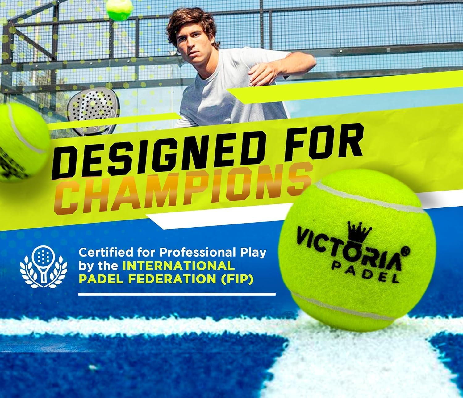 Ball – Professional Padel Balls Certified by FIP – Durable Padel Balls with Consistent Bounce – Premium Felt for High Performance – Tube of 3 Tournament-Ready