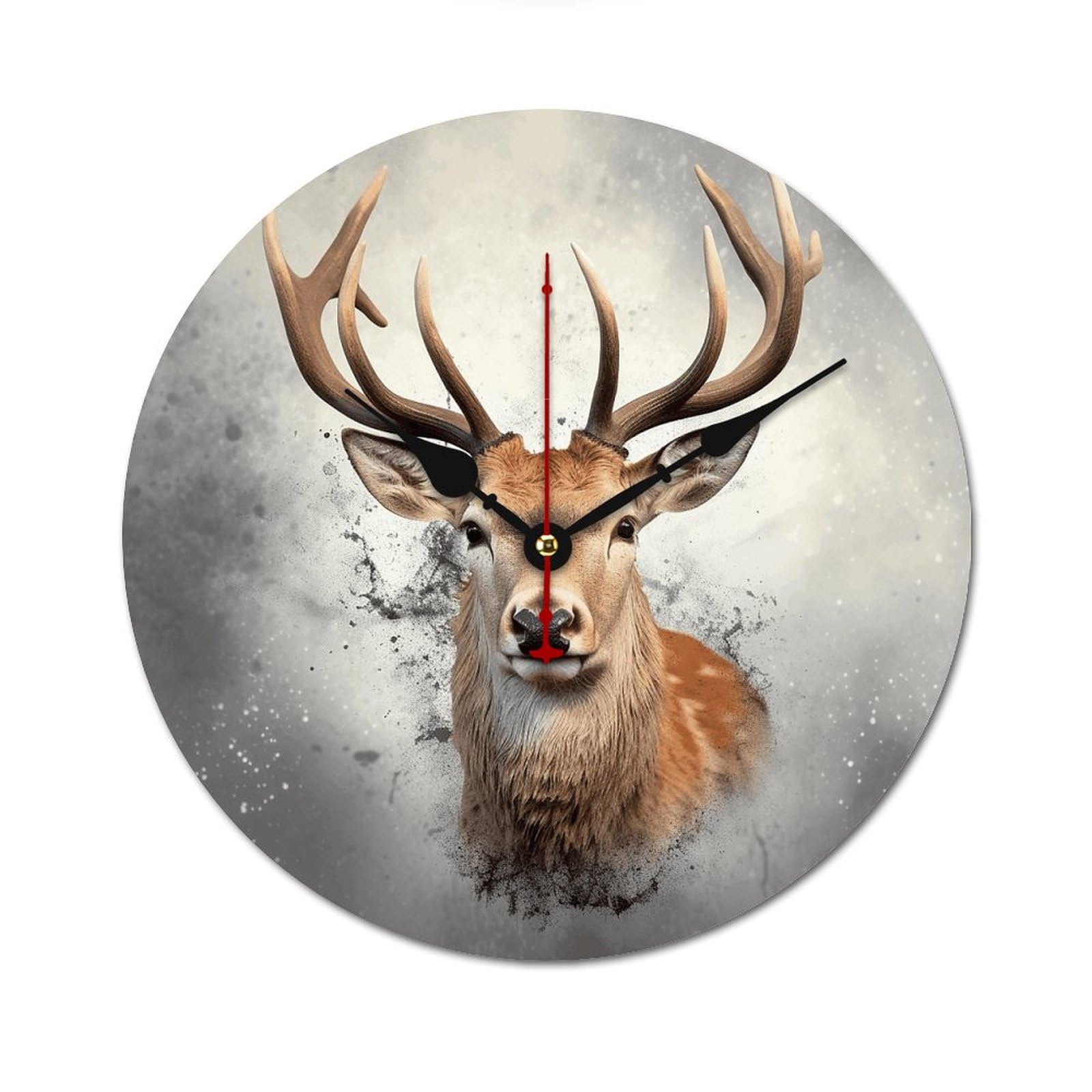 Horloge murale moderne en bois de luxe design cerf minimaliste 60 cm
