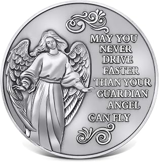 Guardian Angel Visor Clip, May You Never Drive Faster Than Your Guardian Angel Can Fly, New Driver Gifts, Safe Driving Car Visor Clip (1)