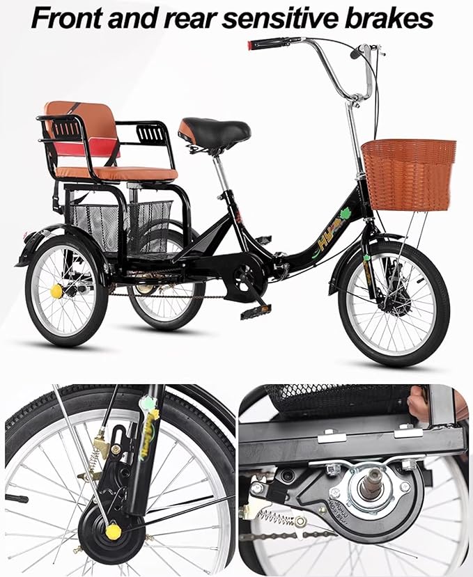Triciclo plegable adulto y adulto mayor rojo 16 pulgadas miniatura 6