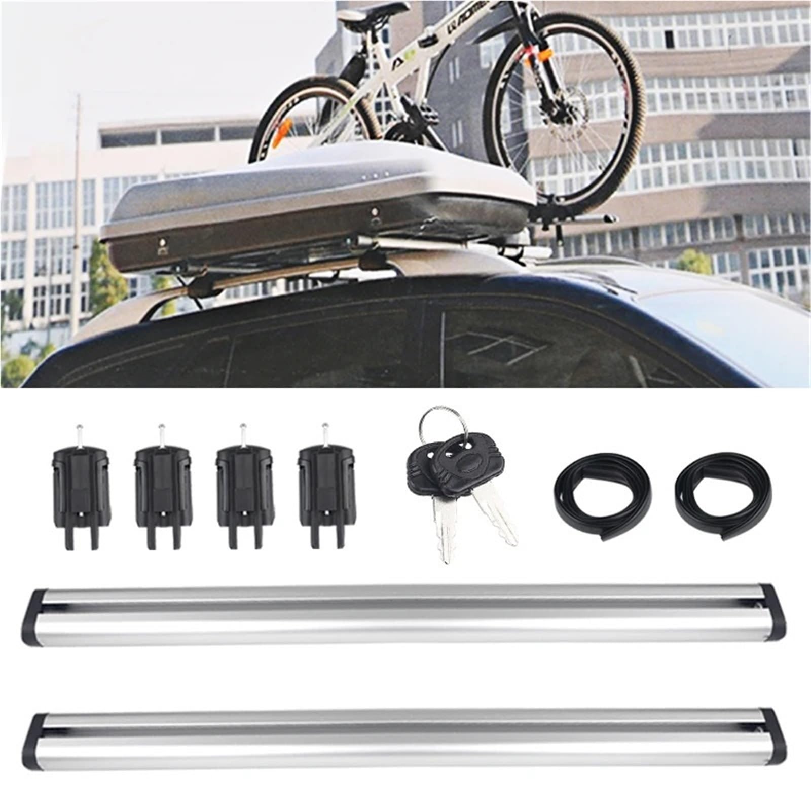 Stały reling dachowy 2 sztuki uniwersalnego wspornika bagażu pasującego do SUV-ów o szerokości 120 cm i 130 cm. Stalowy bagażnik dachowy(2PCS 120cm White)