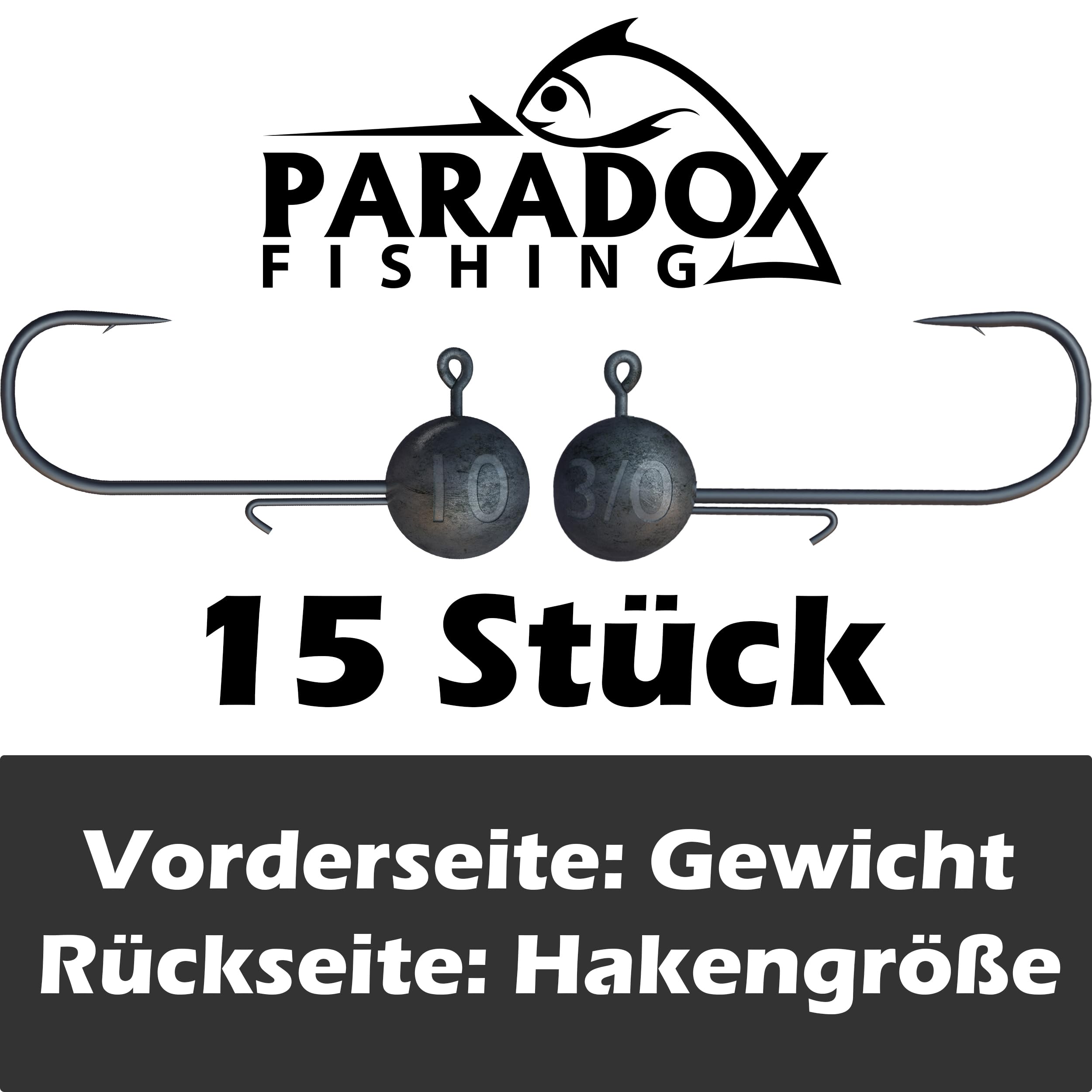 Paradox Fishing Lot de têtes plombées 2/0 3/0 4/0 5-28 g – 15/25 pièces – Têtes plombées en caoutchouc avec tête plombée pour poisson en caoutchouc, sandre, accessoires de pêche