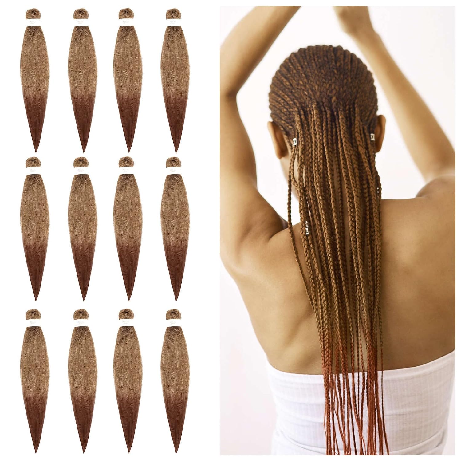BNG 4X Braiding Hair, 20 inch 3 Pack 12 Bundles Synthetic Fiber Crochet Braids, Itch Free Synthetic Hair Extensions, Quick Braid Hair Bundles, Professional Braid Hair(#2 Dark Brown)