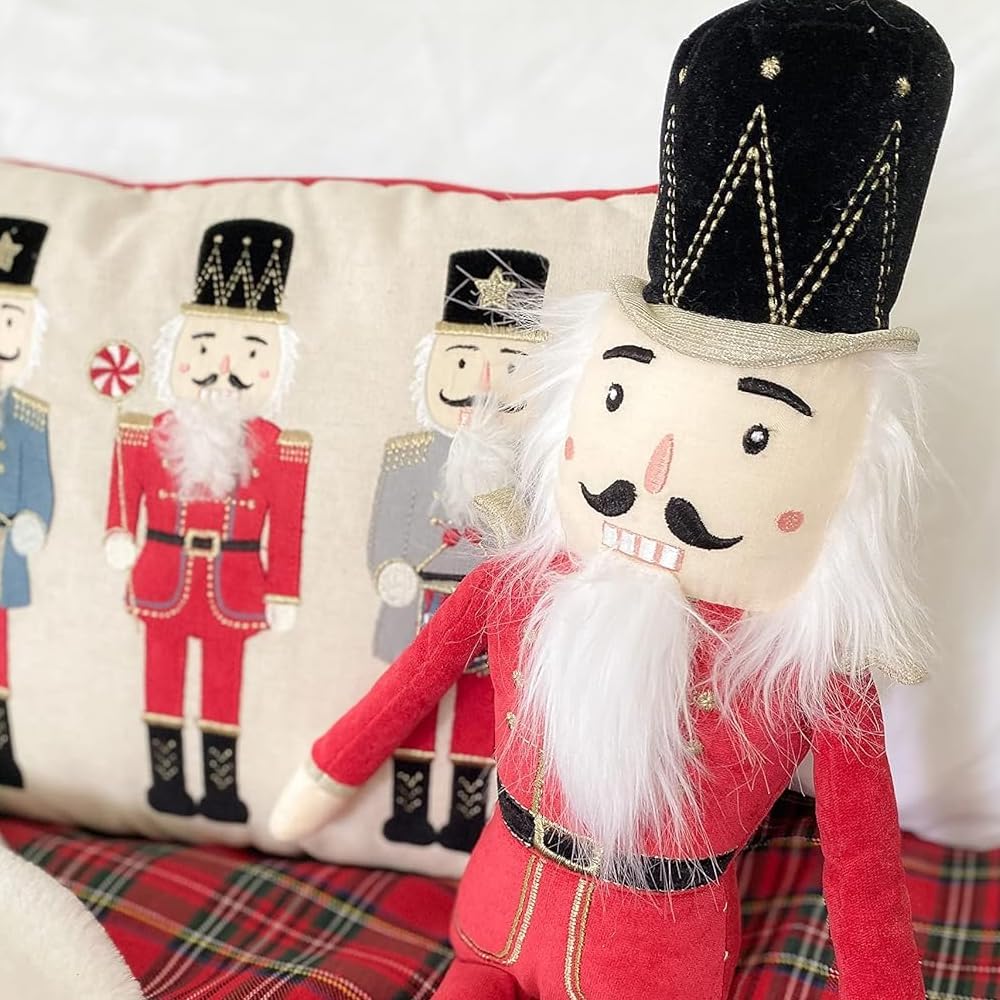 MON AMI Red Nutcracker Shelf Sitter Plush Doll – 19”, Traditional Nutcracker Soldier Doll Figures, Christmas Decorations