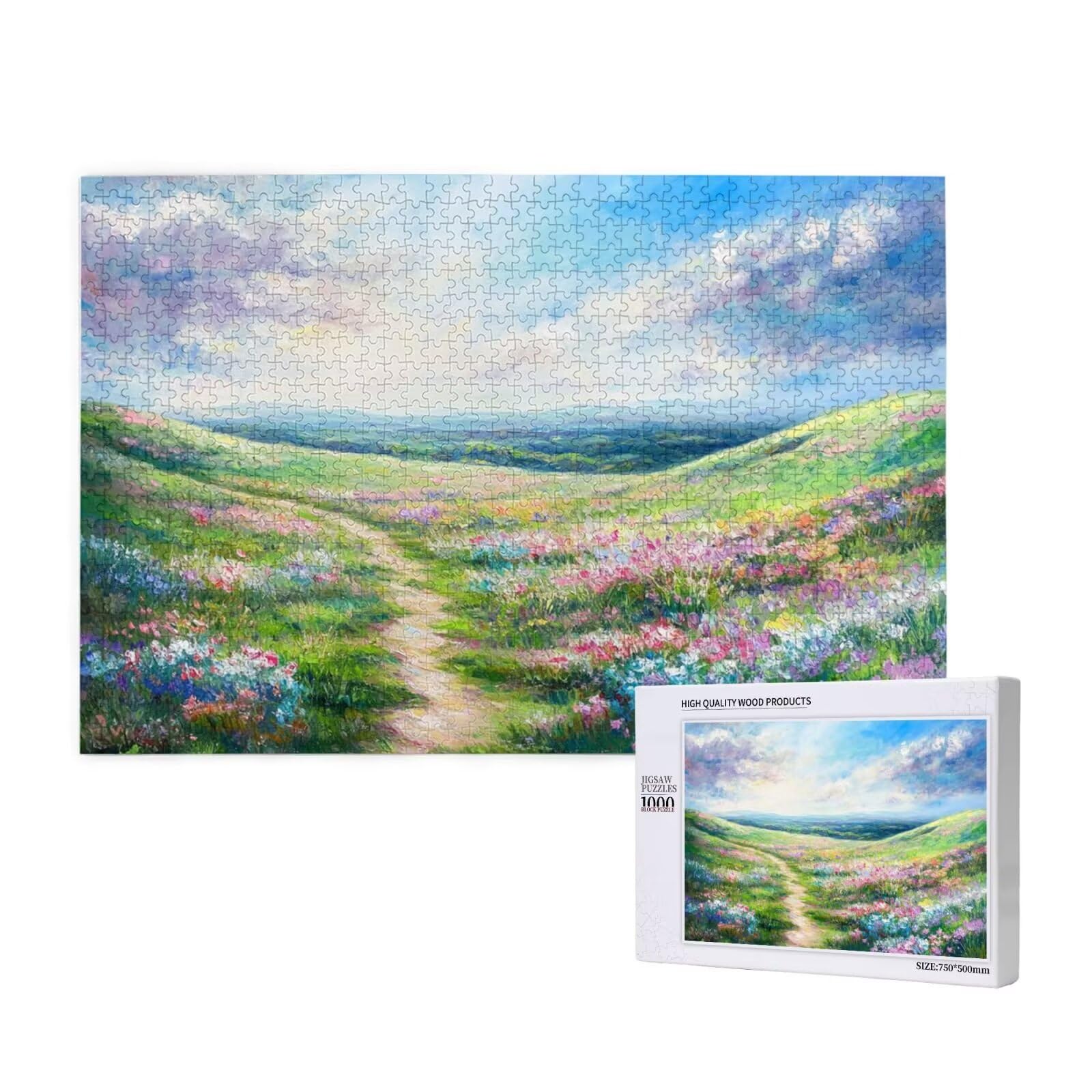 Puzzles Paisaje 1000 Adultos, Puzzle Flor con Cajas y Cartel, Juego Clásico de Puzzle Arte para Entretenimiento Adultos, Regalos de Decoración del Hogar para Pasatiempos Creativos de Mujeres 2T-146