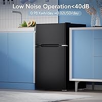 Vista 4 de 3.1 Cu.Ft Mini Fridge with Freezer, 2 Door Compact Refrigerator, Mini Fridge with Adjustable Removable Glass Shelves for Bedroom, Office, Dorm or