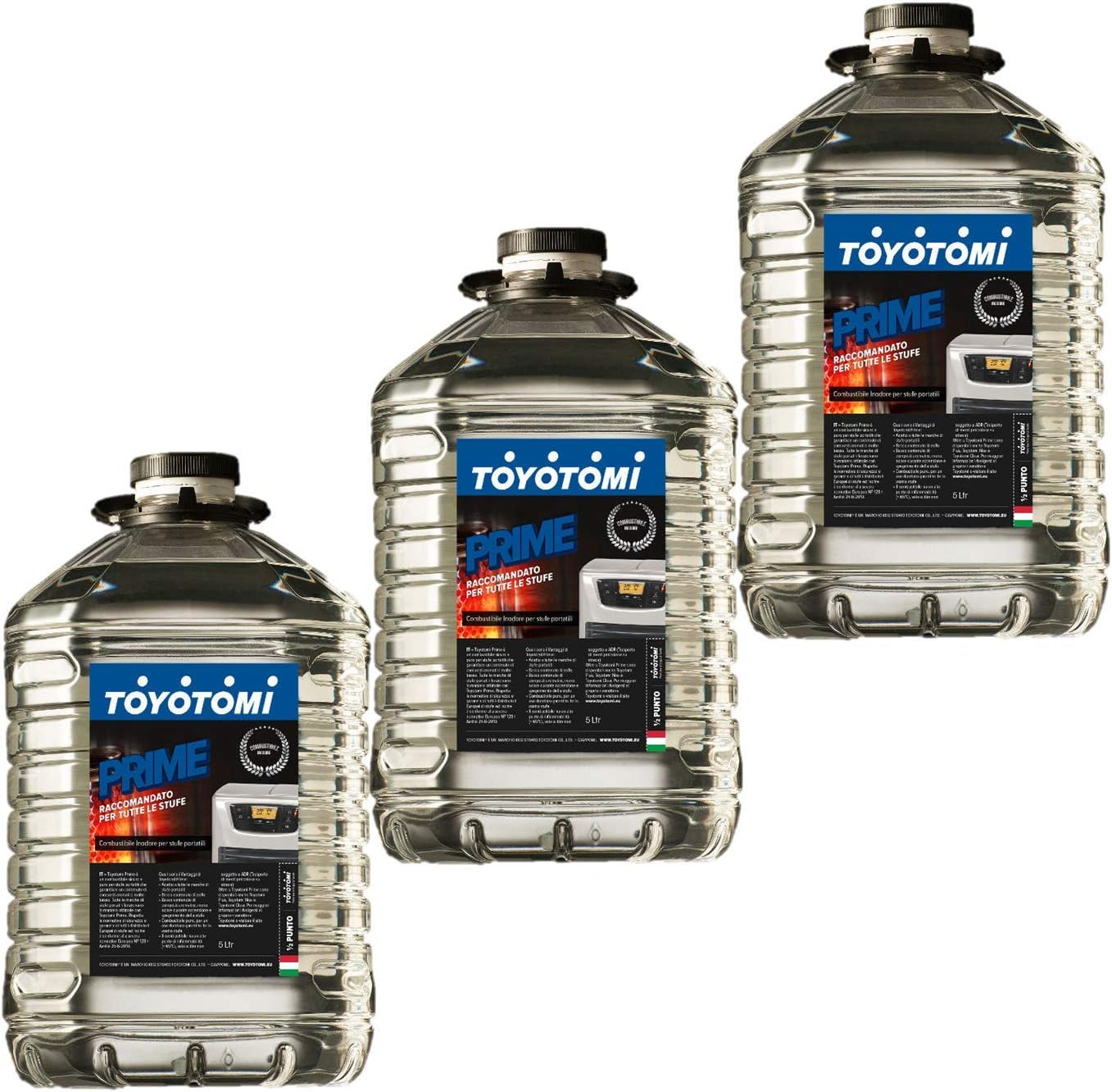 Toyotomi Prime 3 x 5 Litre Odorless Fuel for Stoves, Aromatic 0.0048%, Blu_15, 15 litres