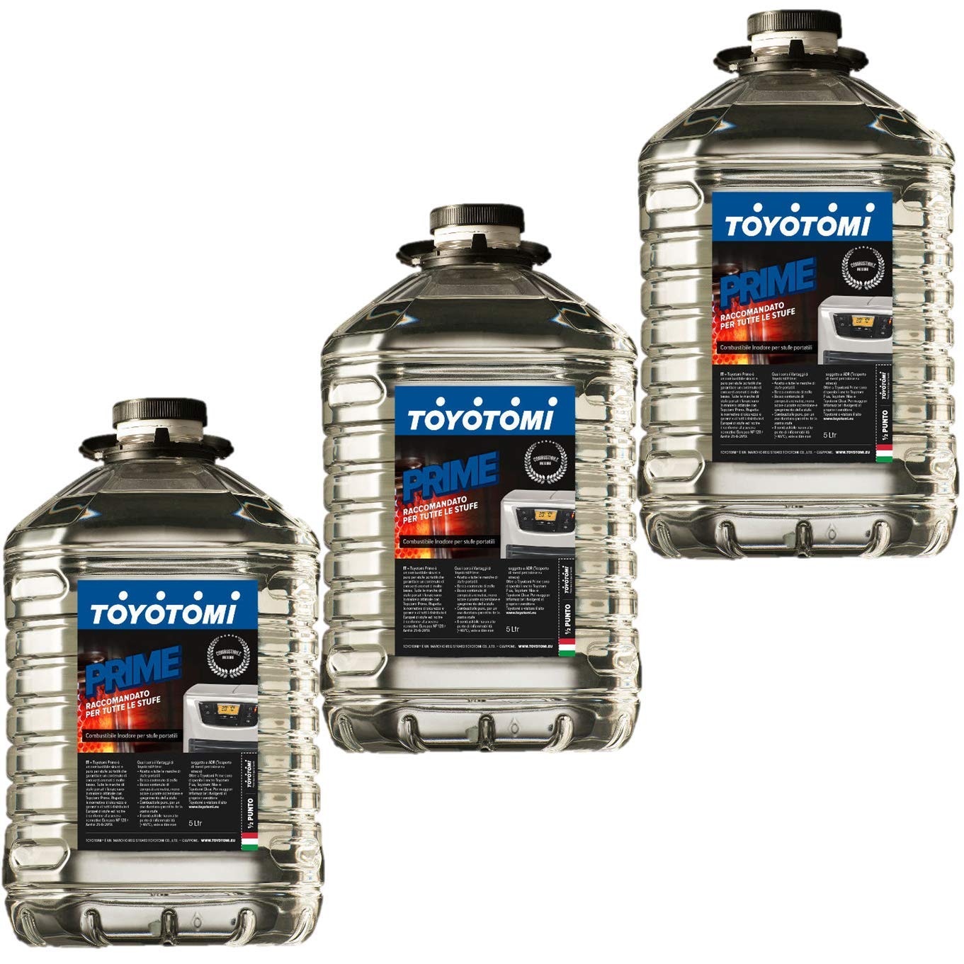 Toyotomi Prime 3 x 5 Litre Odorless Fuel for Stoves, Aromatic 0.0048%, Blu_15, 15 litres