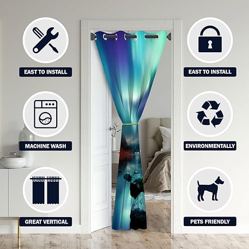 Miniatura 9 de Aurora Borealis - Cortinas opacas para puertas y puertas con aislamiento térmico y aislamiento térmico para separador de habitaciones, 42 pulgadas