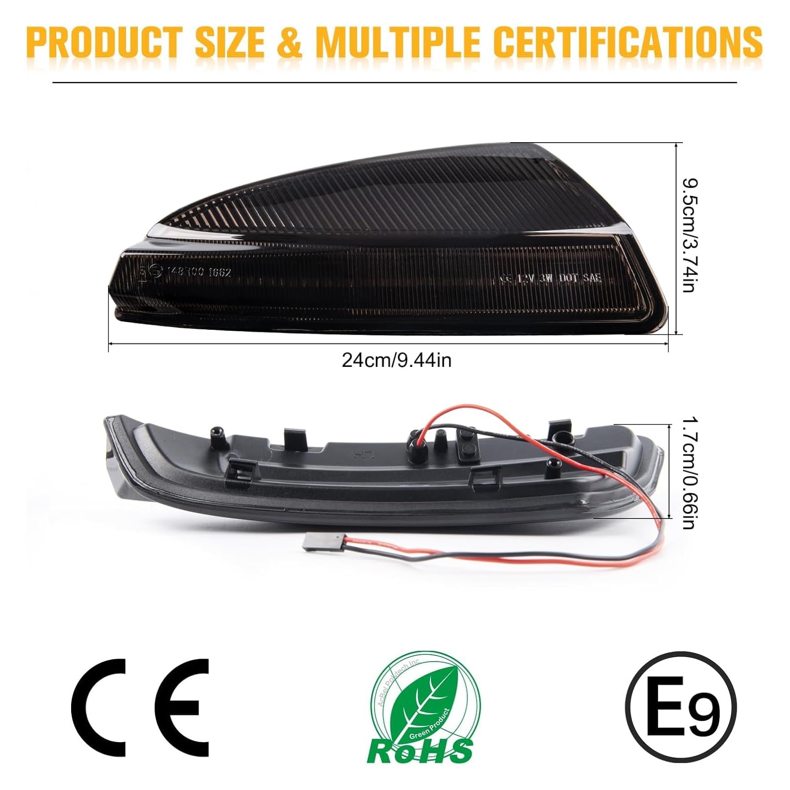 LED Spiegelblinker für Mercedes Benz Viano Bus W639 Vito MIXTO BOX W639 C-Class Saloon W204 C-Class T-model S204 Benz ML-Class, Blinker Seitenblinker mit Canbus Fehlerfrei, Schwarz, 2 Stück