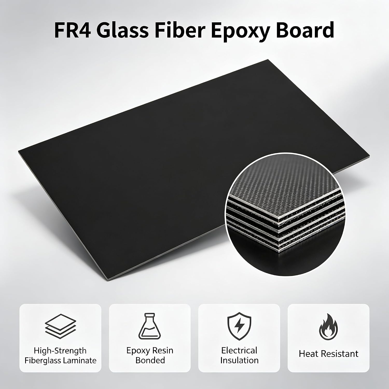 FR4 Fiberglass Sheet 1mm Thick, 11.8 x 6.7 Inch Epoxy Glass Fiber Board, Flat Rigid Panel for DIY RC Models 3D Printer Electrical Insulation Crafts, 1 Sheet