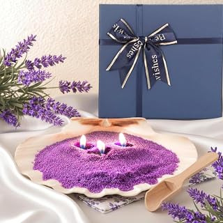Pearled Candle 2.2 lb Sand Wax Scented Sand Candle Kit with Gift Box 50 Wicks Refillable Jar Beaded Wax Gift Set for Friends Mother Lover Women Family 2 Pack (Purple,Lavender Scent)