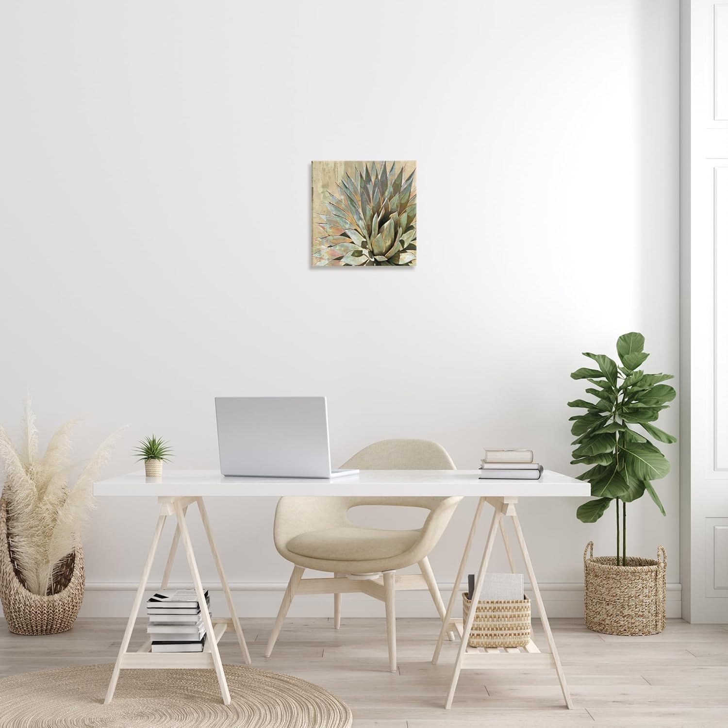 Stupell Industries Green Painted Botanical Succulent Agave Leaves, Design By Lindsay Benson, Canvas Wall Art, 17 x 17