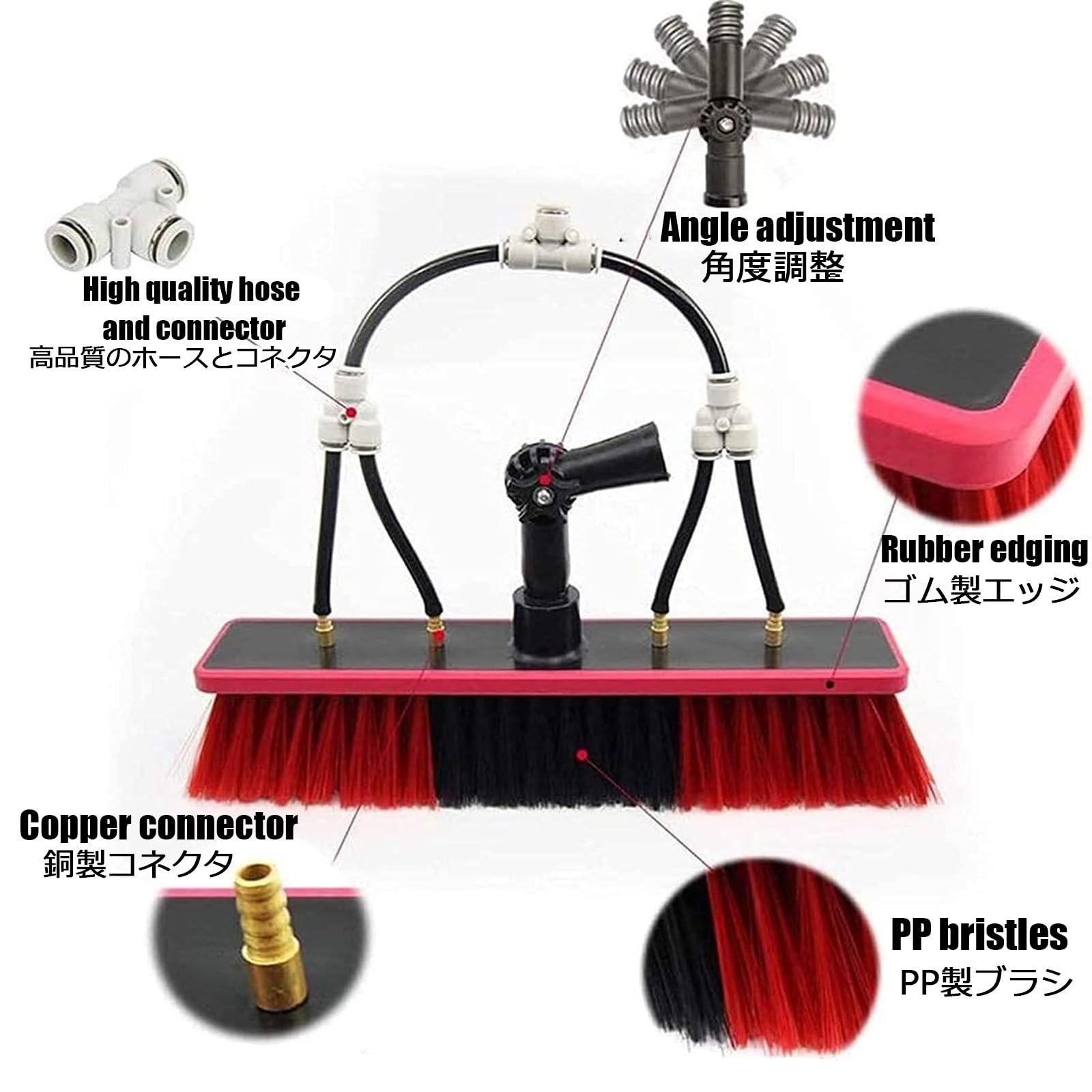 Coping - Kit de cepillo de limpieza de ventanas con alimentación de agua: poste extensible de 21.7 pulgadas y manguera de 16.4 pies para una limpieza eficiente de techo de invernadero, uso fácil y