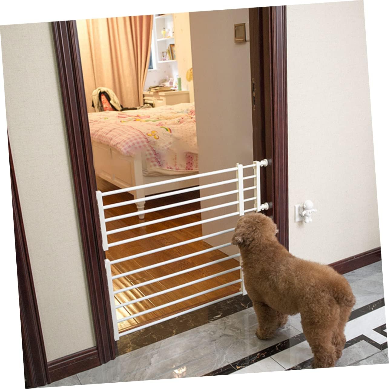 Indoor and Pet Safety Gate Walk Through Doorway Barrier for Dogs High Fits Wide Easy to Install for Home Use