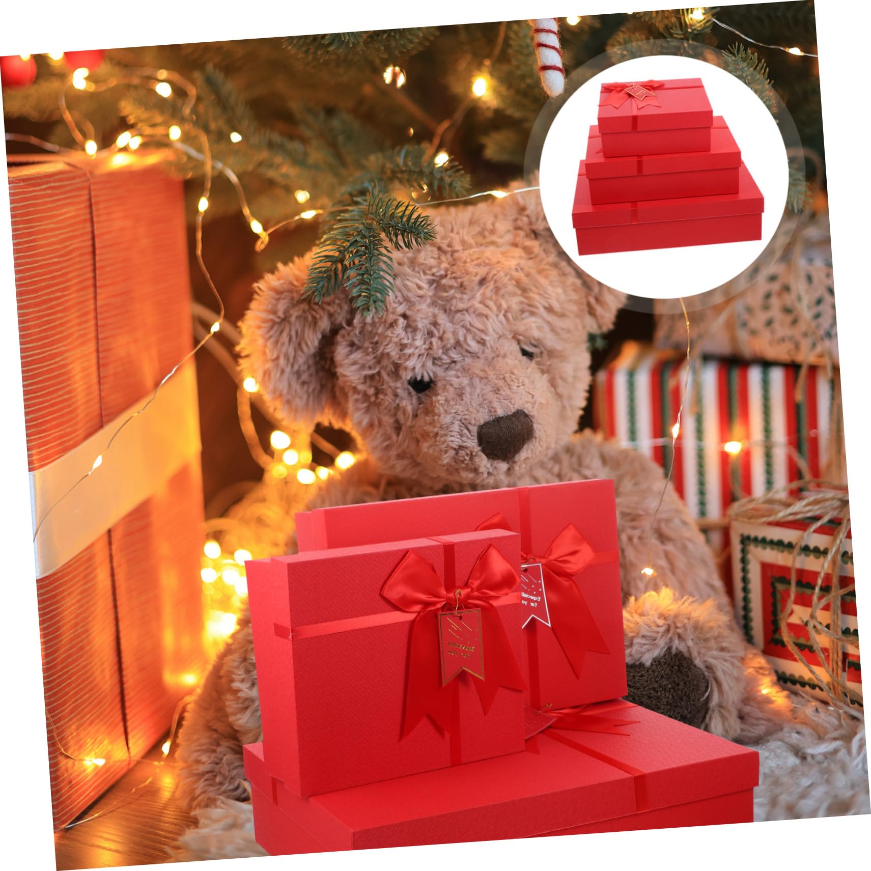 3 Stück-pack Geschenkkartons aus Papier, Rote Geschenkboxen mit Schleife