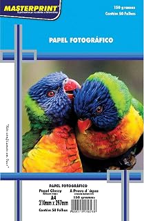 Masterprint 302010057, Papel Fotográfico, Inkjet, A4, Glossy, 150 g, Multicor, Pacote de 50