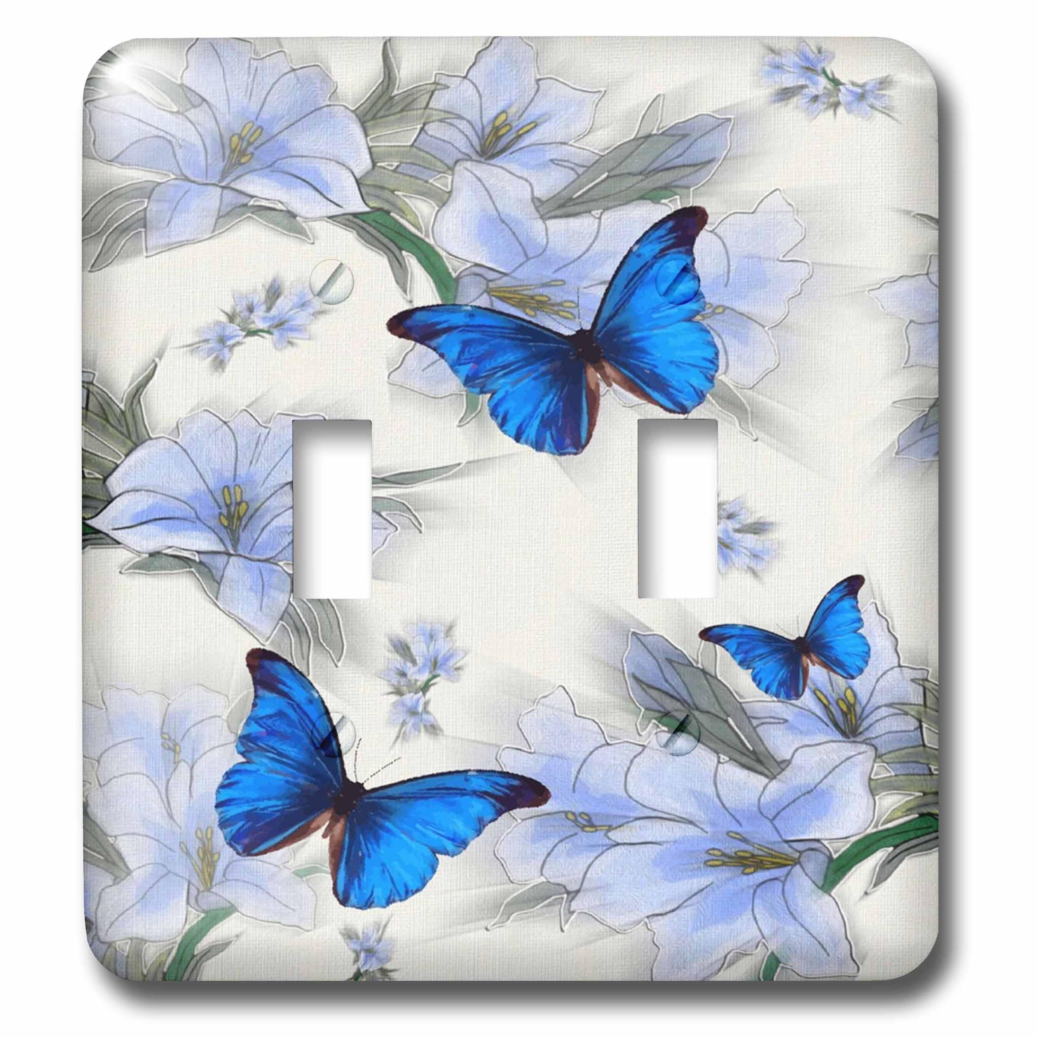 Double interrupteur 3D Rose papillons multicolores Lsp_239342_2 à bascule graphique