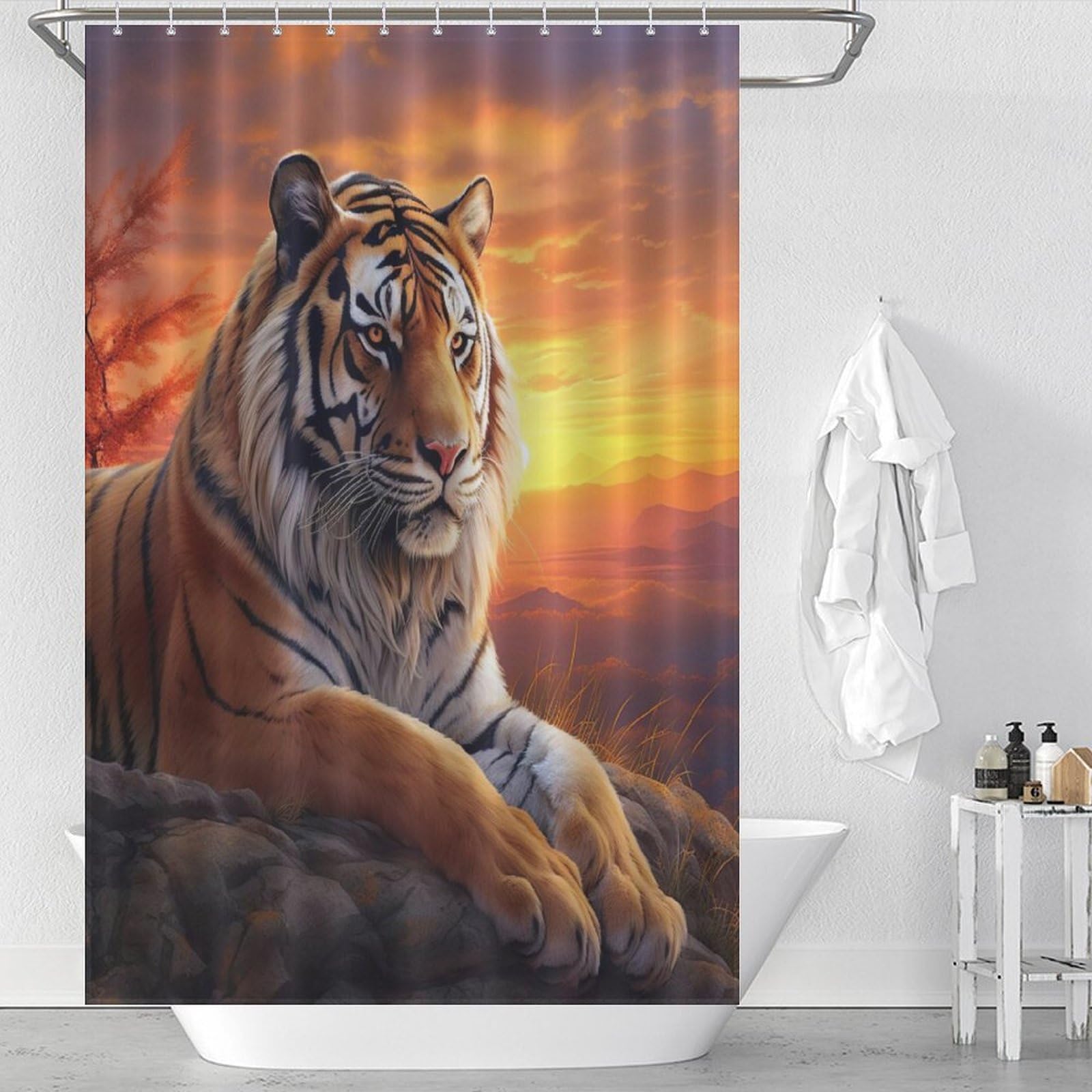 Rideau de douche tigre 122x183 cm pour transformer l'ambiance de la salle de bain