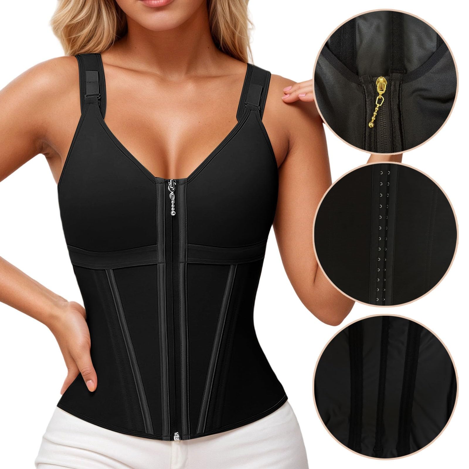 Fajas Reductoras Mujer Entrenador De Cintura, Corsé Cintura para Mujeres, Control La Abdominación Carrocería, Cincher Carrocería con Correas Ajustables