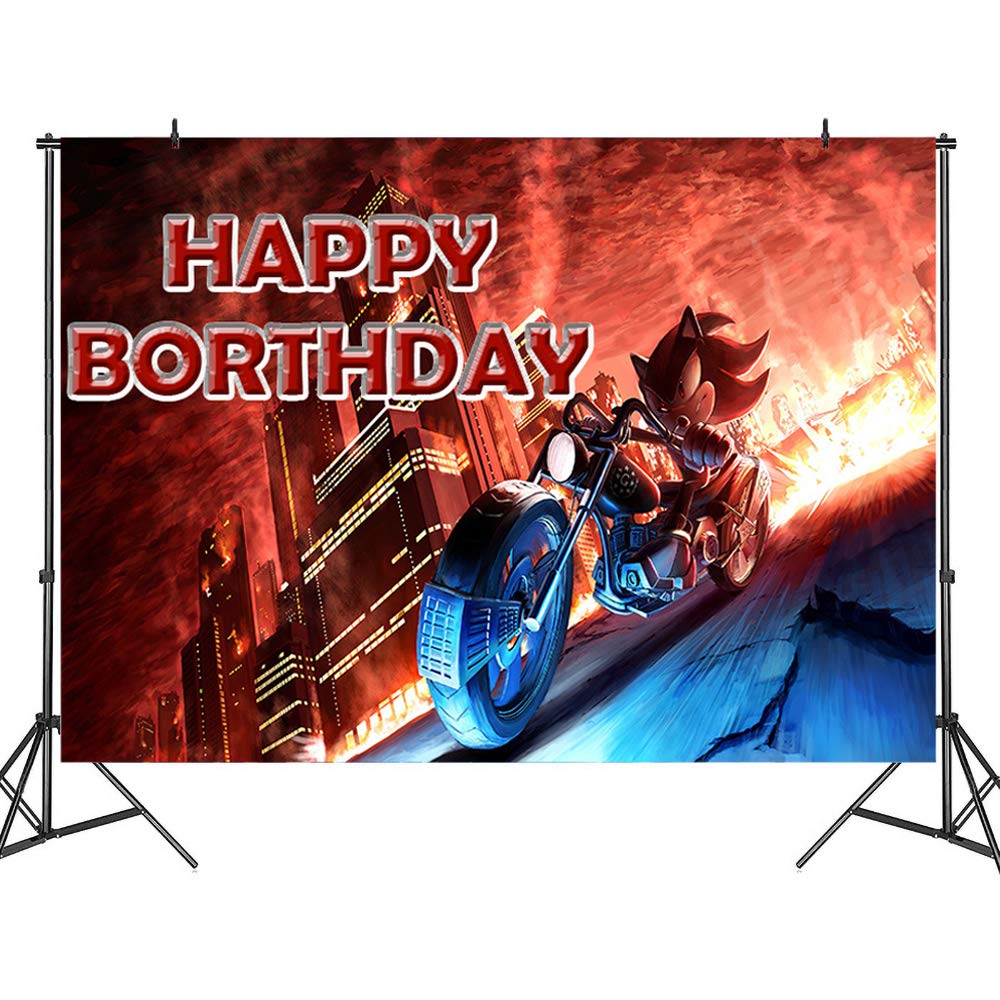 Sonic Hedgehog Happy Birthday Themed Birthday Backdrop Wall Décor Background Baby Shower Cake Table Background Decoration Sonic The Hedgehog Birthday Party Supplies Photo Studio Booth Props
