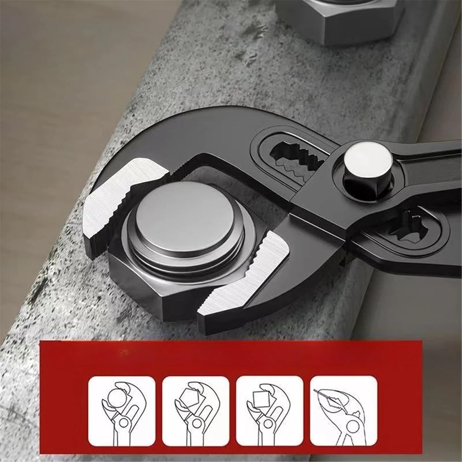 Quick-Release Adjustable Water Pump Pliers Multi-Function Plumbing Pipe Wrench Car Tools Clamp 1Pcs(10 inches)