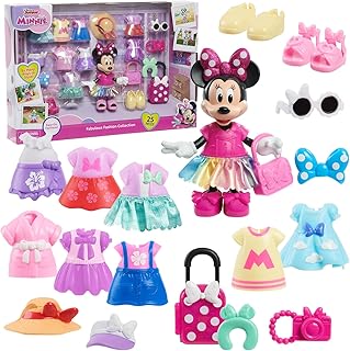 Just Play Collection Fashion Minnie Mouse de Disney Junior avec Figurine articulée et Accessoires, 22 Accessoires, Jouets pour Enfants de 3 Ans et Plus