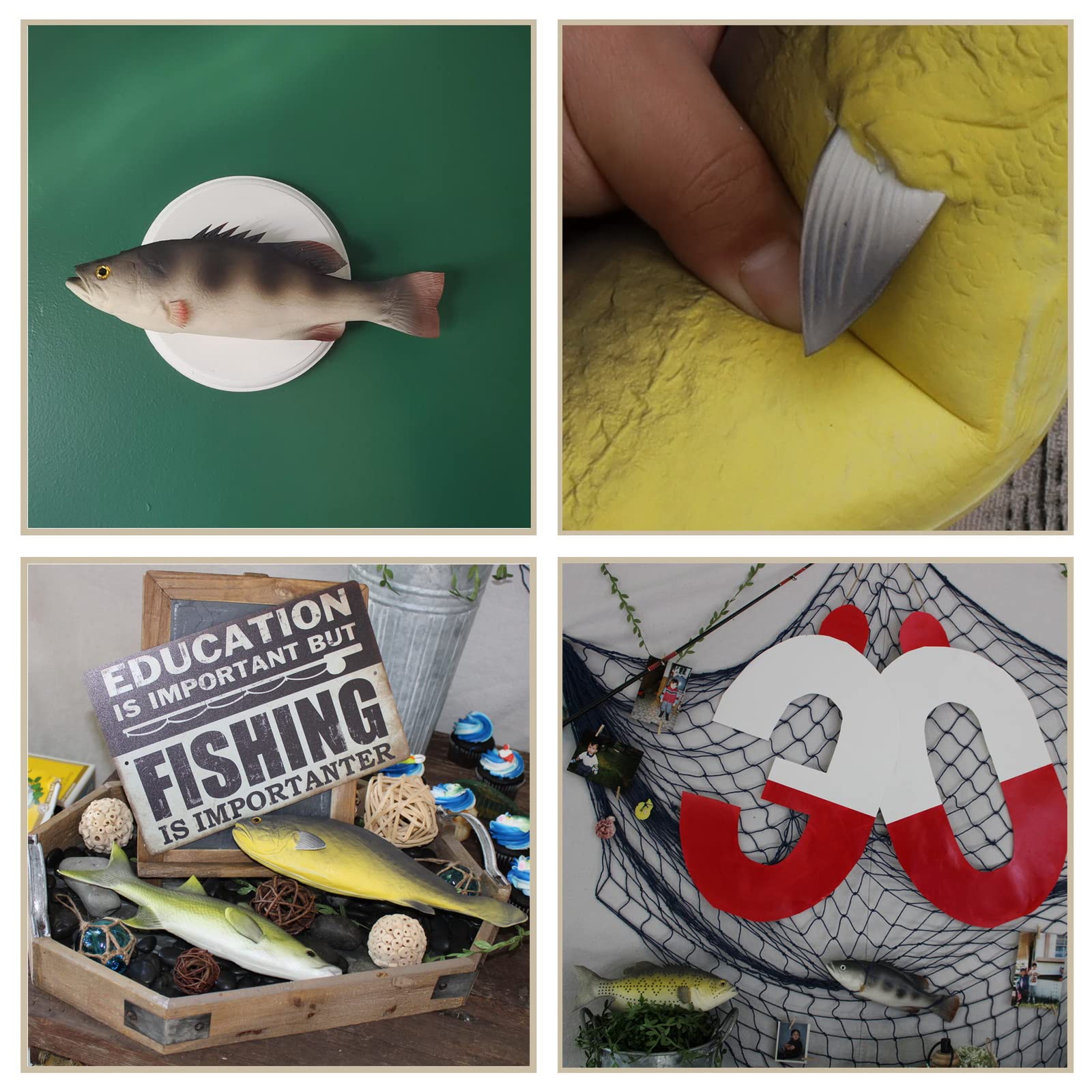 Gresorth Carpa Finta Decorativa 35cm - Pesce Artificiale Realistico Per Cucina, Ristorante O Casa, Grigio - Foto 2