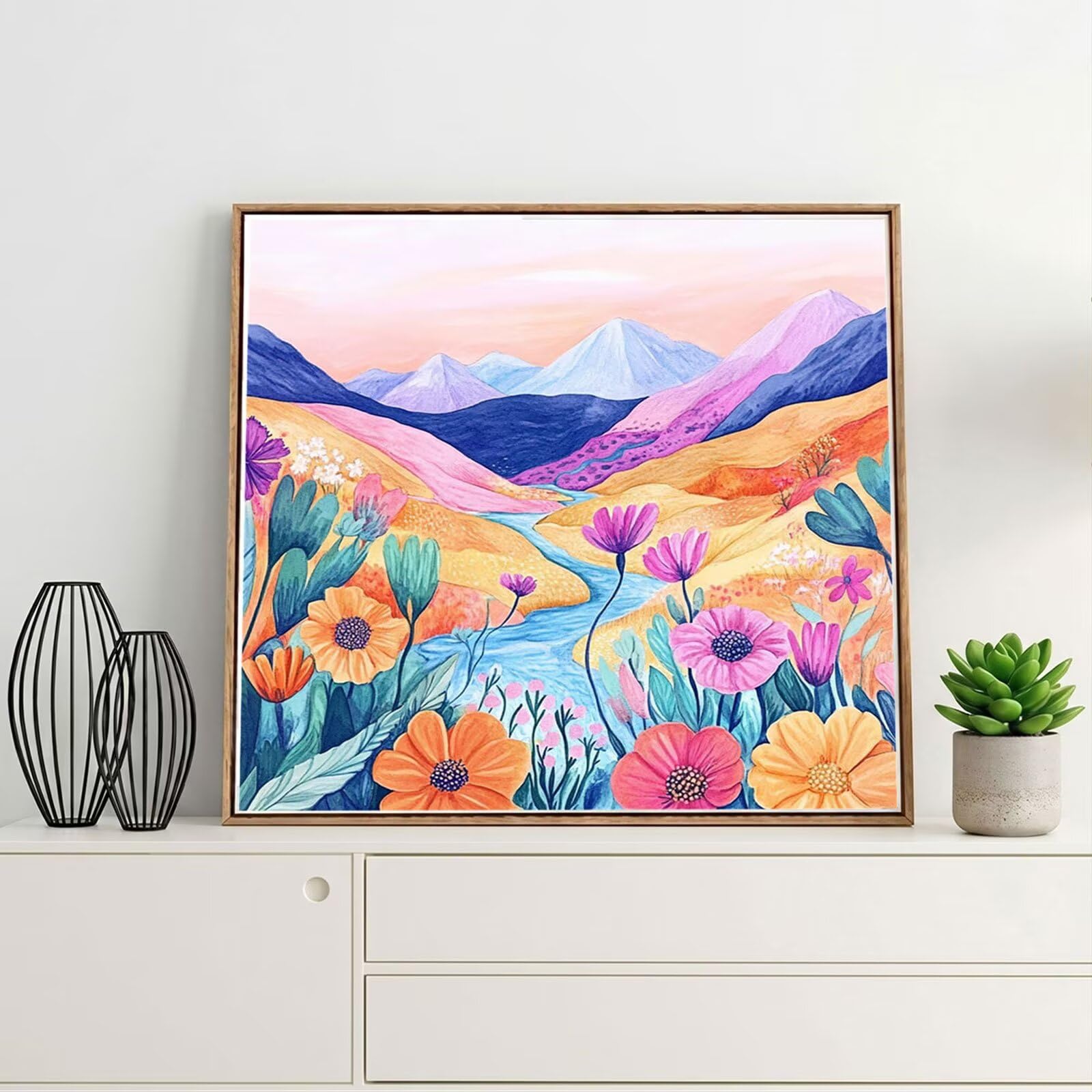 Diamond Painting Adulti, Fiore Diamond Painting Kit Completo, 5D Pittura Diamante Bambini Attività Manuale Creativa e Idea Regalo, Diamantini Crystal Art Tela Fai Da Te Kit 70x70cm Montagna FX#666
